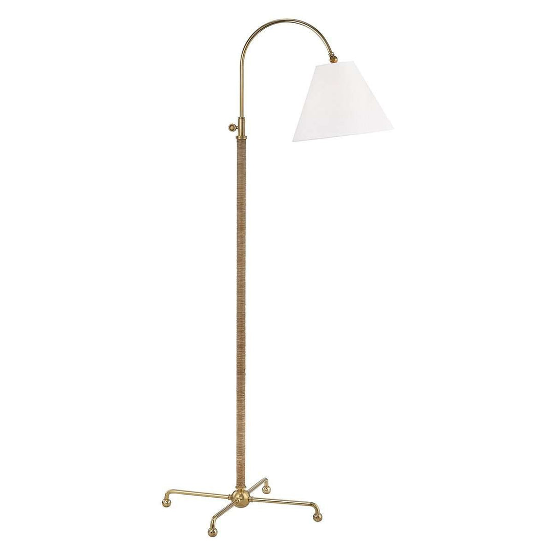 Curves No.1 1 Light Floor Lamp With Rattan Accent Aged Brass-Hudson Valley-HVL-MDSL503-AGB-Floor Lamps-1-France and Son