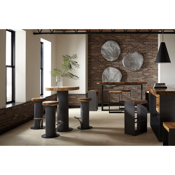 Iron Frame Bar Table, Chamcha Wood, Natural-Phillips Collection-PHIL-TH81409-Dining Tables-3-France and Son