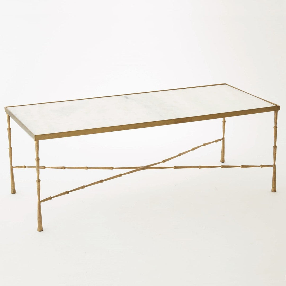 Spike Cocktail Table-Global Views-GVSA-7.90458-Coffee TablesAntique Brass w/White Marble Top-1-France and Son