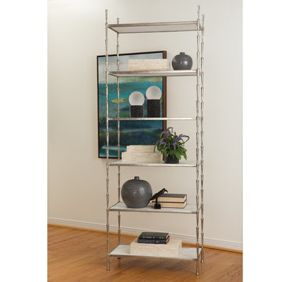 Spike Etagere Shelves-Global Views-GVSA-7.90512-Bookcases & CabinetsAntique Nickel With White Marble-3-France and Son