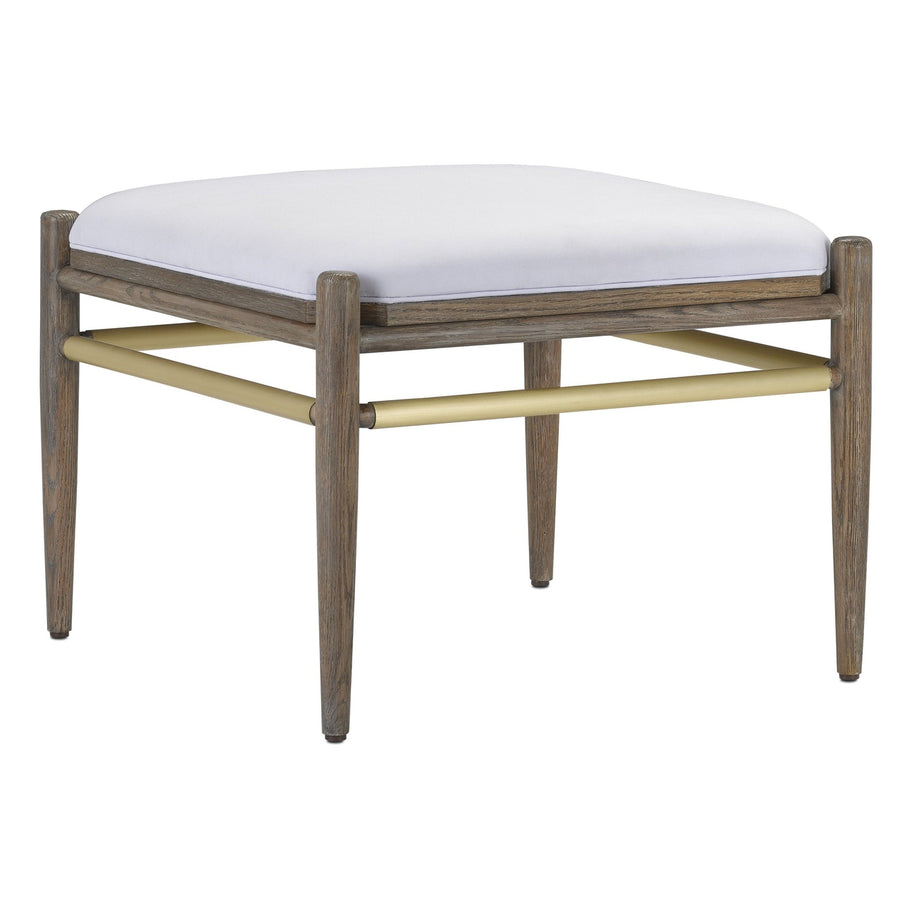 Visby Ottoman-Currey-CURY-7000-0281-Stools & OttomansLight Pepper/Brushed Brass-Muslin-1-France and Son