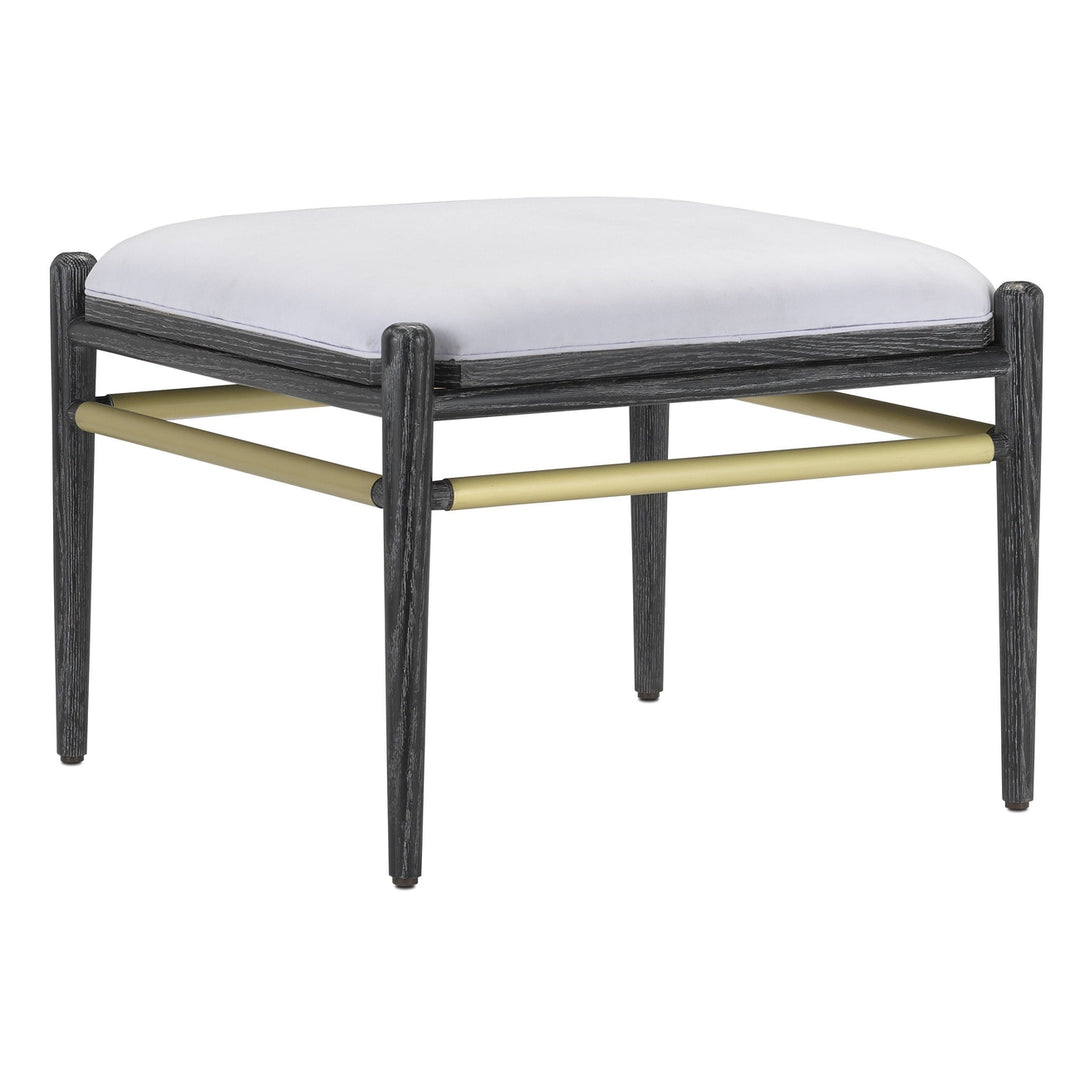 Visby Ottoman-Currey-CURY-7000-0291-Stools & OttomansCerused Black/Brushed Brass-Muslin-3-France and Son