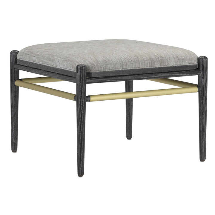 Visby Ottoman-Currey-CURY-7000-0292-Stools & OttomansCerused Black/Brushed Brass-F0224 Arita Smoke-5-France and Son