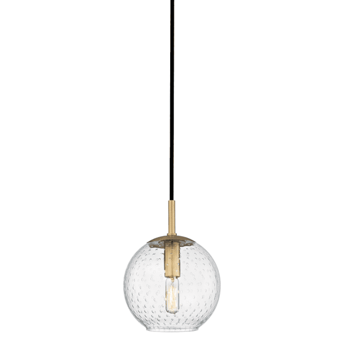 Rousseau 1 Light Pendant-Clear Glass Aged Brass - 7" Diameter-Hudson Valley-HVL-2007-AGB-CL-PendantsAged Brass Clear-1-France and Son