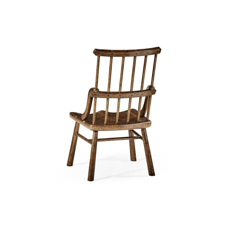 Rustic Dark Oak Country Side Chair with a Plank Seat-Jonathan Charles-JCHARLES-493402-SC-TDO-Dining Chairs-3-France and Son