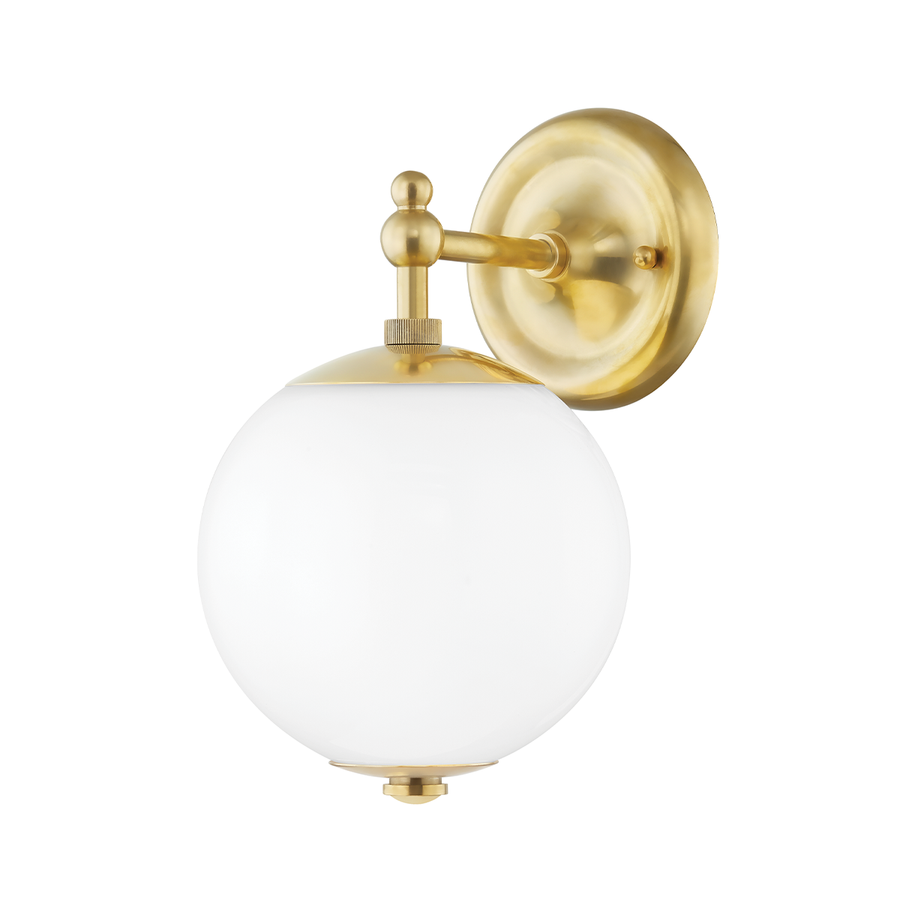 Sphere No.1 One Light Wall Sconce-Hudson Valley-HVL-MDS702-AGB-Wall LightingAged Brass-1-France and Son
