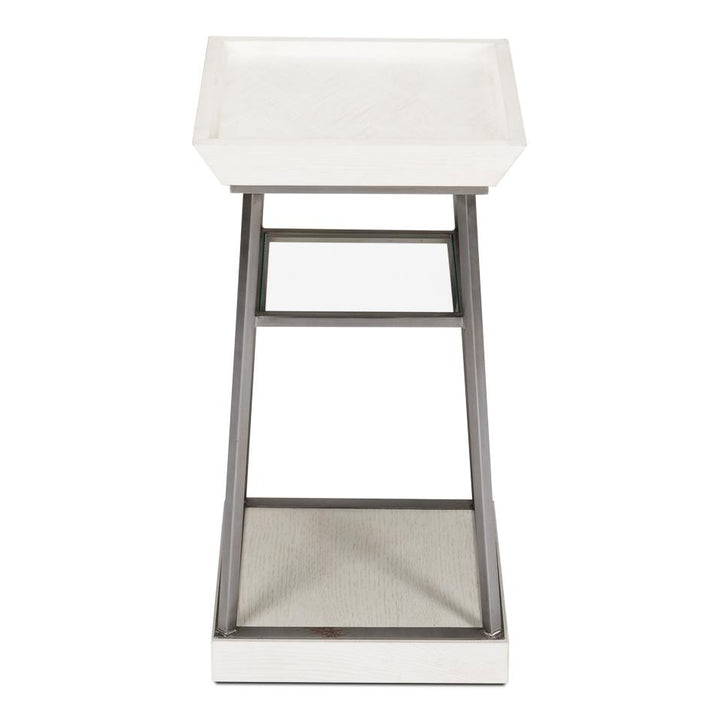 Hunk Country Drink Table-SARREID-SARREID-72-234-5-Side TablesWorking White & Gunmetal Finish-2-France and Son