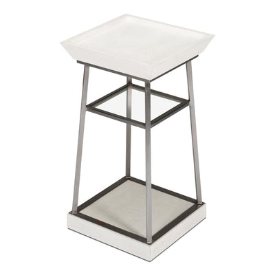 Hunk Country Drink Table-SARREID-SARREID-72-234-5-Side TablesWorking White & Gunmetal Finish-1-France and Son