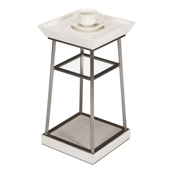 Hunk Country Drink Table-SARREID-SARREID-72-234-5-Side TablesWorking White & Gunmetal Finish-12-France and Son