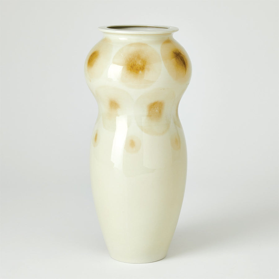 Spots Vase & Bowl-Global Views-GVSA-7.10588-DecorVase-White w/Taupe Spots-1-France and Son