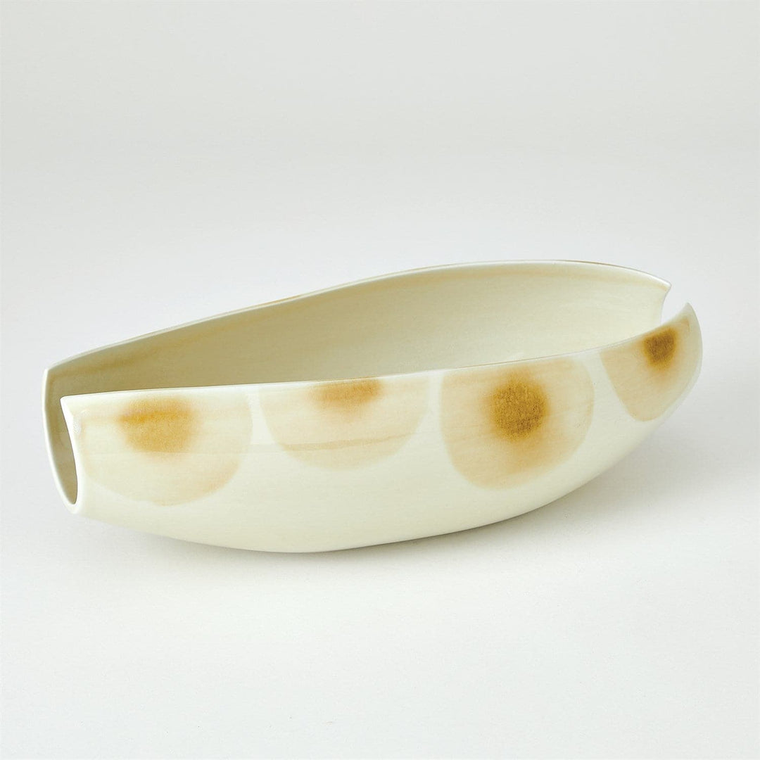 Spots Vase & Bowl-Global Views-GVSA-7.10589-DecorBowl-White w/Taupe Spots-5-France and Son