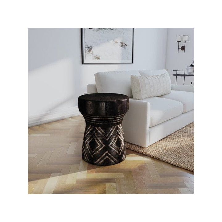 Carved Stump Side Table-Hooker-HOOKER-7228-50638-99-Side TablesBlack-5-France and Son