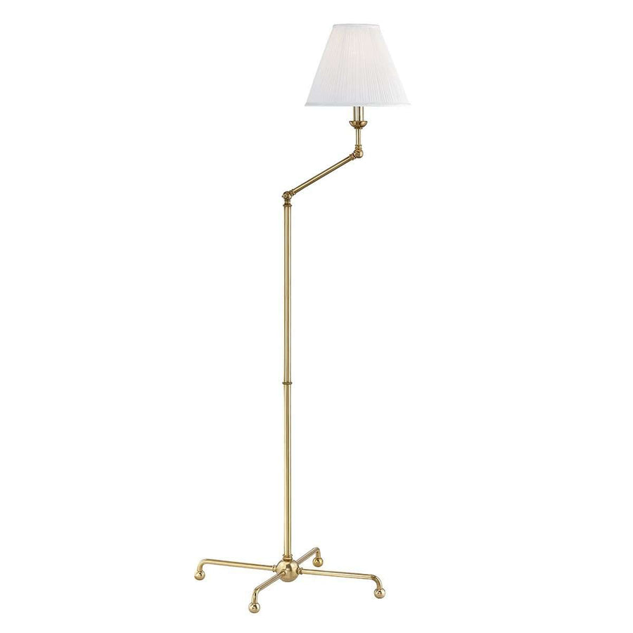 Classic No.1 1 Light Adjustable Floor Lamp Aged Brass-Hudson Valley-HVL-MDSL108-AGB-Floor Lamps-1-France and Son