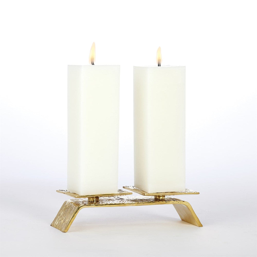 Double Torch Candleholder-Global Views-GVSA-8.83077-Candle HoldersBrass-1-France and Son