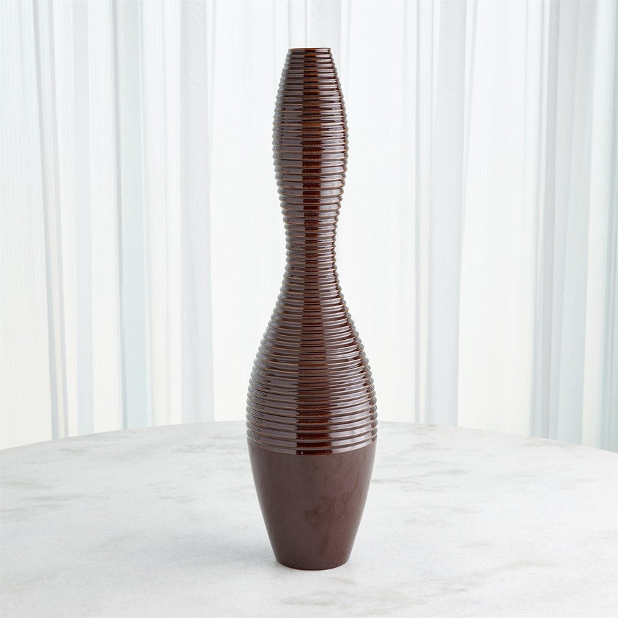 Ribbed Collection-Global Views-GVSA-1.10872-VasesRibbed Vase / Large-Garnet-1-France and Son