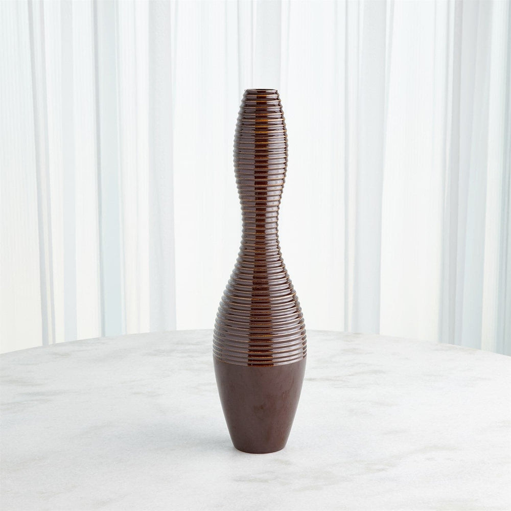 Ribbed Collection-Global Views-GVSA-1.10873-VasesRibbed Vase / Small-Garnet-2-France and Son