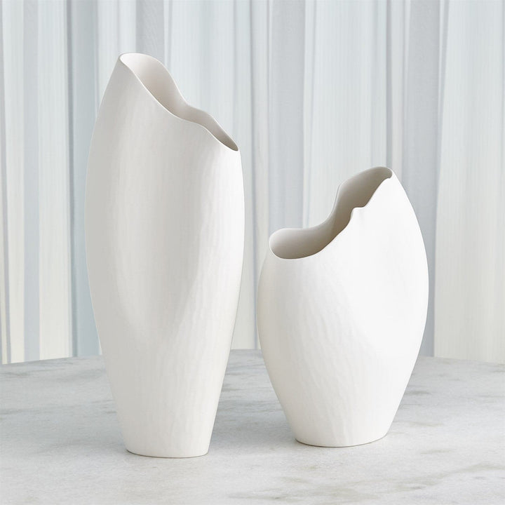 Horn Vase-Global Views-GVSA-1.10887-VasesSmall-Matte White-2-France and Son