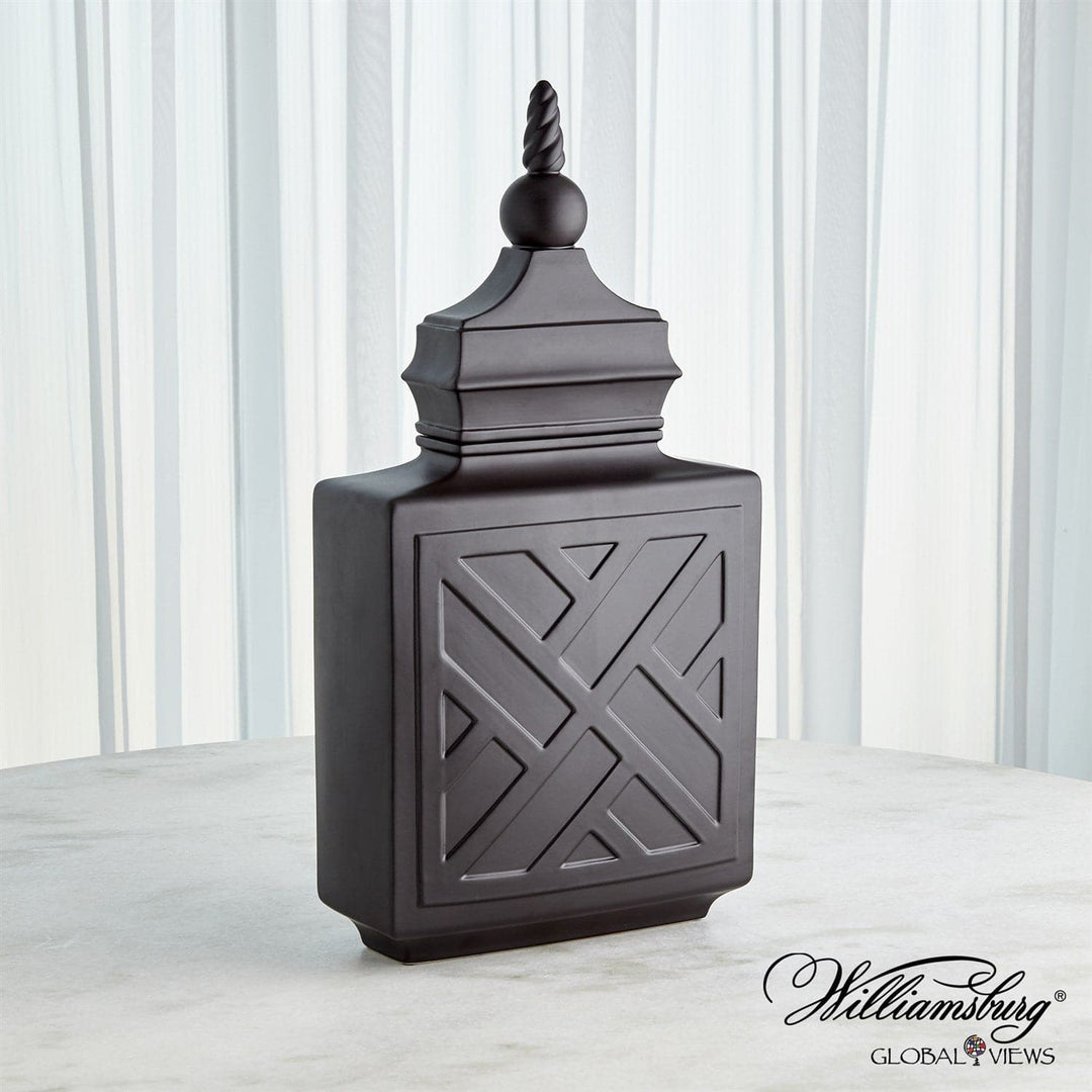 Chinoiserie Jar - Matte Black - Lg-Global Views-GVSA-4.10037-DecorSmall-3-France and Son