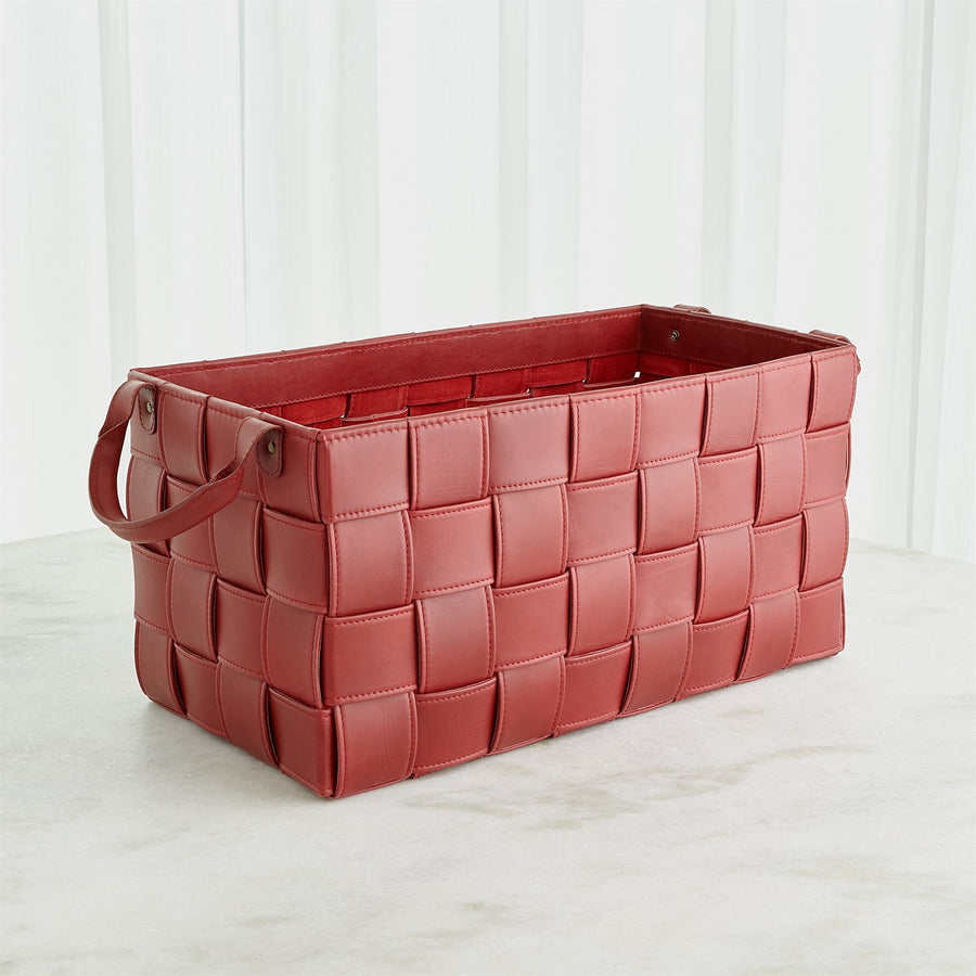 Soft Woven Leather Basket-Global Views-GVSA-9.93809-Baskets & BoxesLarge-1-France and Son