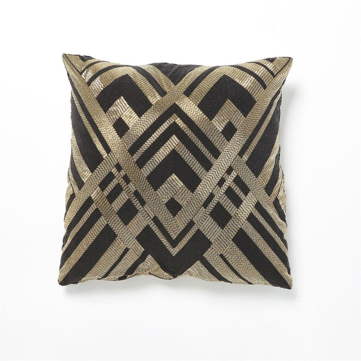 Woven Lines Pillow-Global Views-GVSA-9.93815-PillowsBlack & Gold-1-France and Son