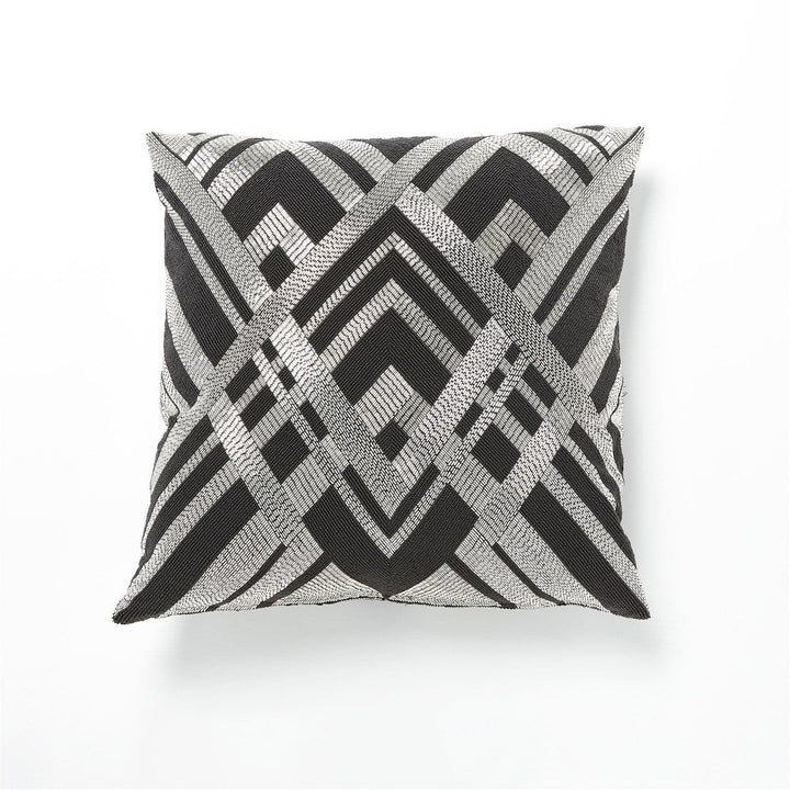 Woven Lines Pillow-Global Views-GVSA-9.93816-PillowsBlack & Silver-3-France and Son