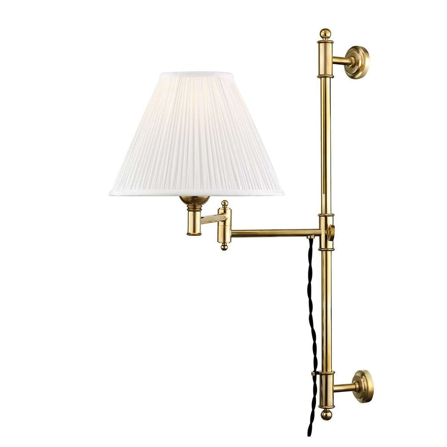 Classic No.1 1 Light Adjustable Wall Sconce-Hudson Valley-HVL-MDS104-AGB-Wall LightingGold-1-France and Son
