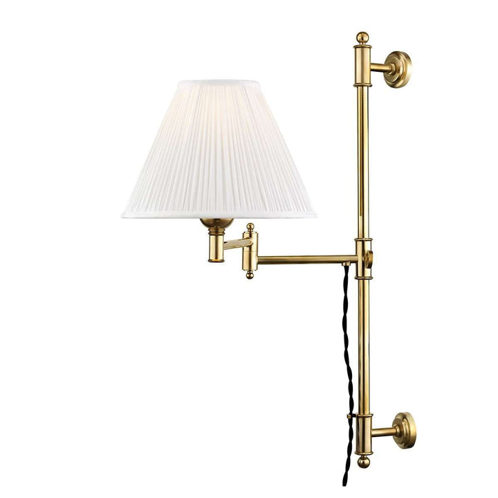 Classic No.1 1 Light Adjustable Wall Sconce-Hudson Valley-HVL-MDS104-AGB-Wall LightingGold-1-France and Son