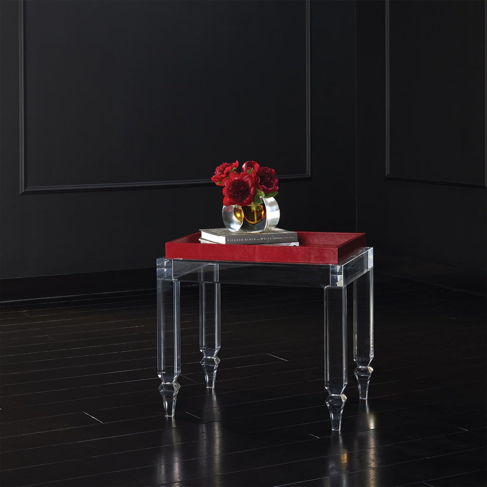 Acrylic Table-Global Views-GVSA-3.31788-Side TablesDeep Red Leather Tray-2-France and Son