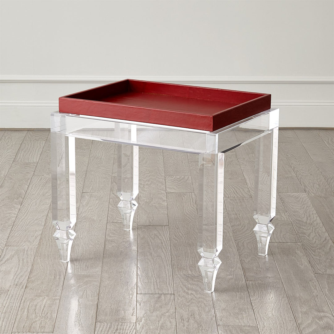 Acrylic Table-Global Views-GVSA-3.31788-Side TablesDeep Red Leather Tray-3-France and Son