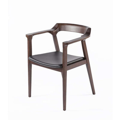 Modern Kaiser Arm Chair - Black Leather and Dark Walnut Finish