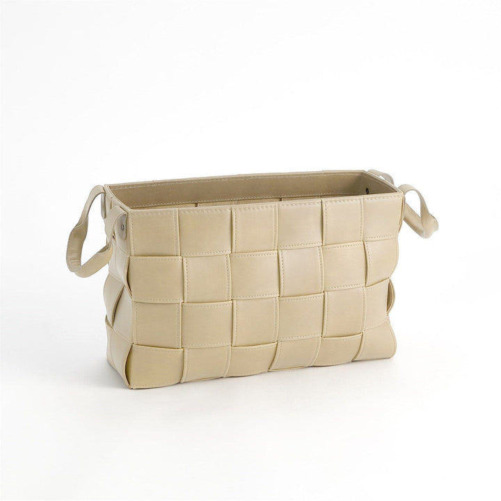 Soft Woven Leather Basket-Global Views-GVSA-9.93786-Baskets & BoxesBeige-Small-14-France and Son