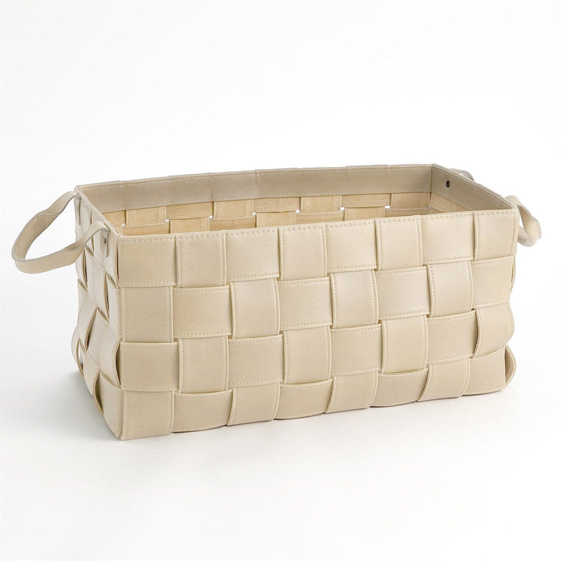 Leather Basket Woven Leather Basket Leather Storage Basket 