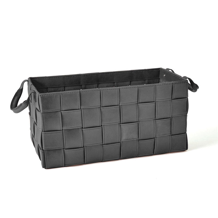 Soft Woven Leather Basket-Global Views-GVSA-9.93793-Baskets & BoxesBlack-Large-8-France and Son