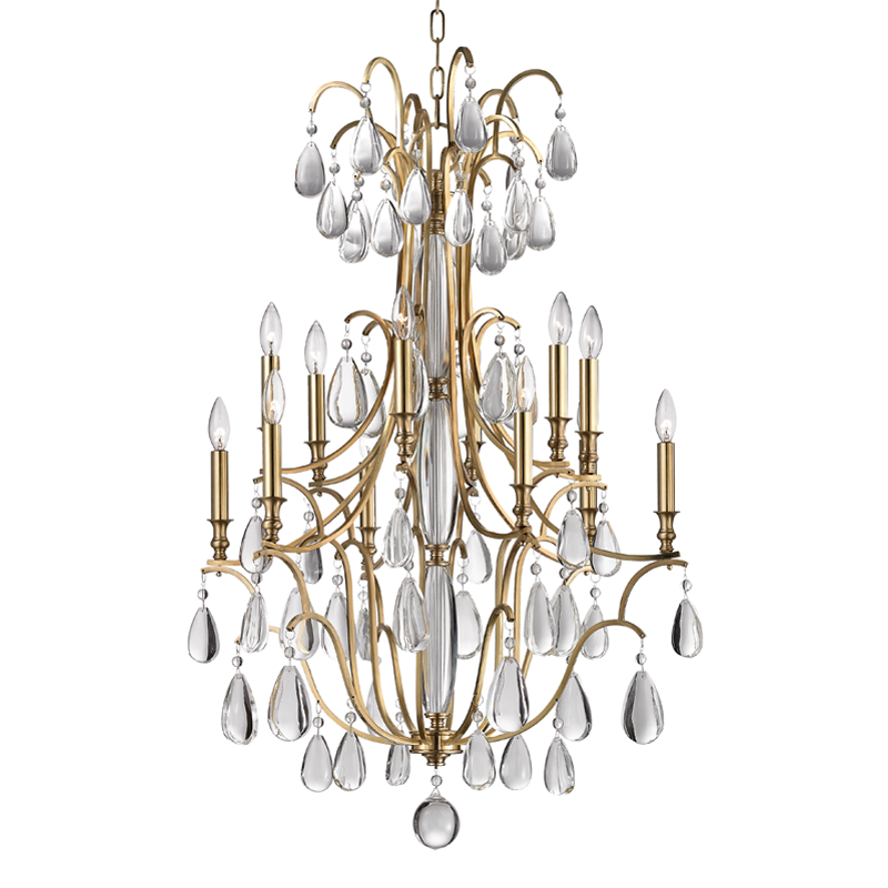 Crawford 12 Light Chandelier-Hudson Valley-HVL-9329-AGB-ChandeliersAged Brass-1-France and Son
