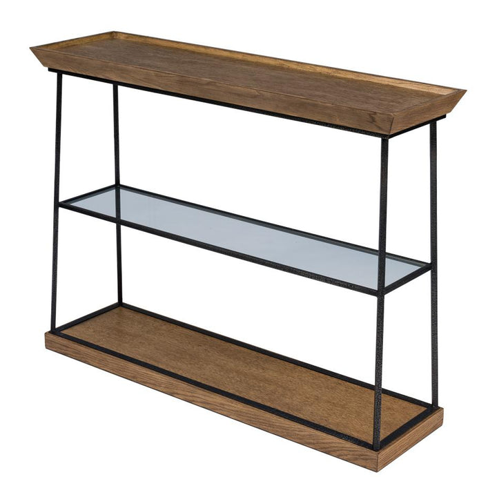 Hunt Country Small Console-SARREID-SARREID-77-165-3-Console TablesBurnt Brown Oak & Dark Hammered Finish-5-France and Son