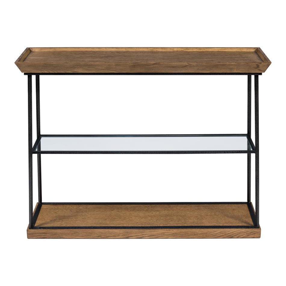 Hunt Country Small Console-SARREID-SARREID-77-165-3-Console TablesBurnt Brown Oak & Dark Hammered Finish-6-France and Son