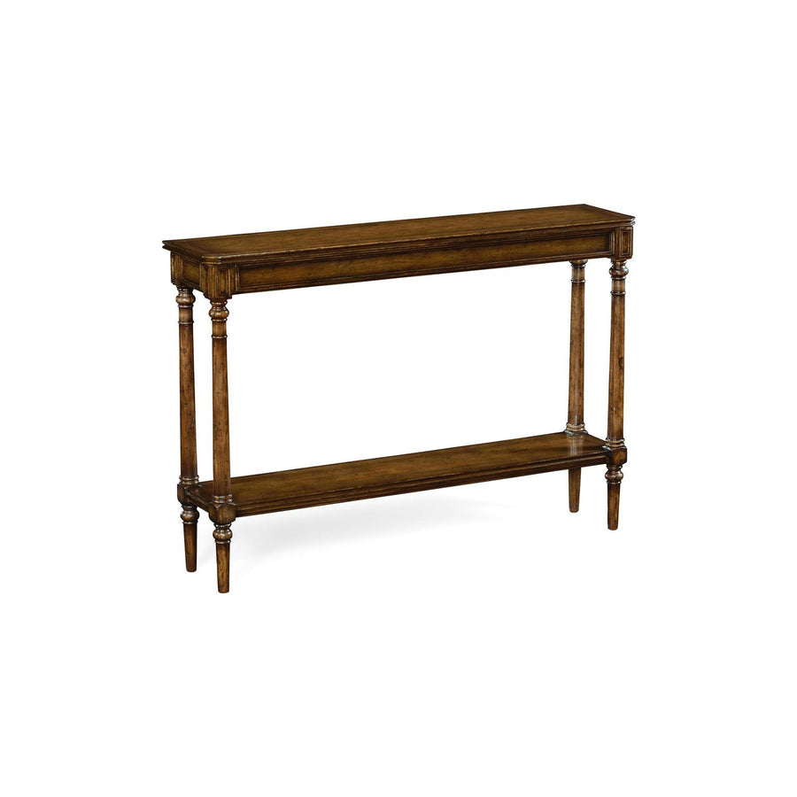 Country living style narrow walnut console-Jonathan Charles-JCHARLES-494601-WAL-Console Tables-1-France and Son