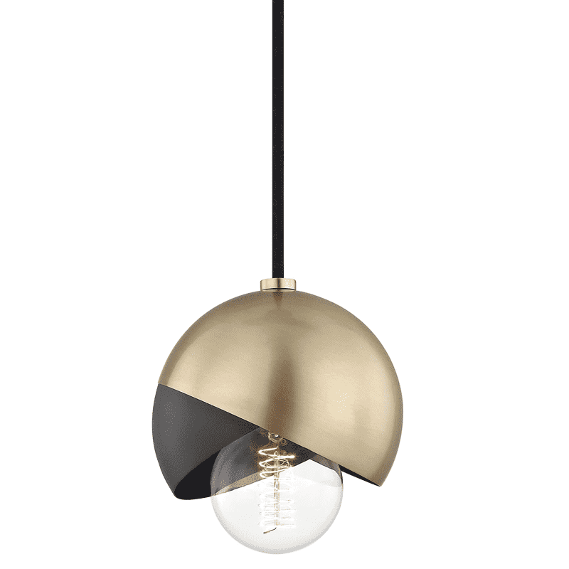 Emma 1 Light Pendant-Mitzi-HVL-H168701-AGB/BK-PendantsAged Brass/Black-1-France and Son