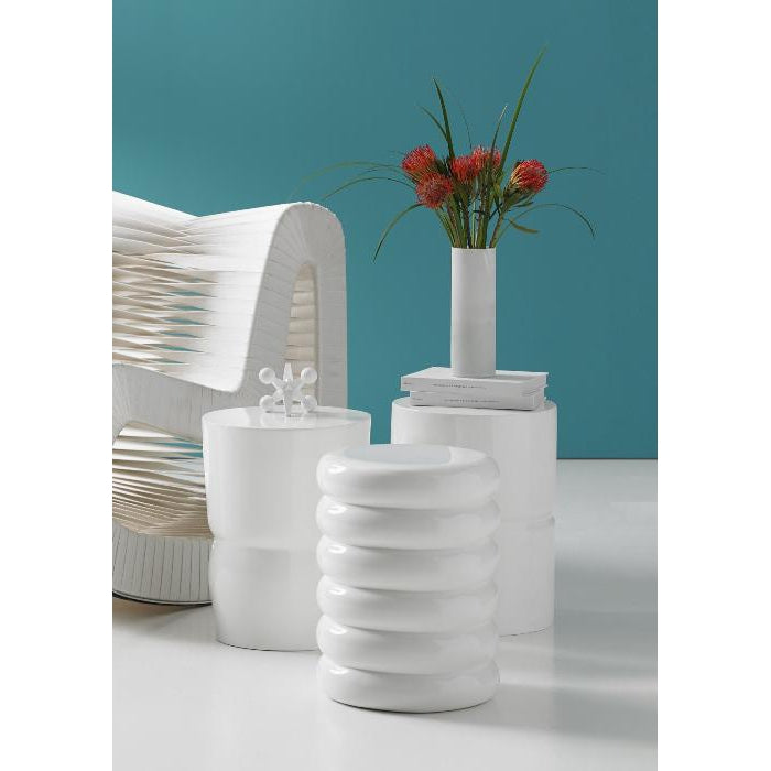 Ribbed Stool-Phillips Collection-PHIL-PH67725-Stools & OttomansGel Coat White-2-France and Son