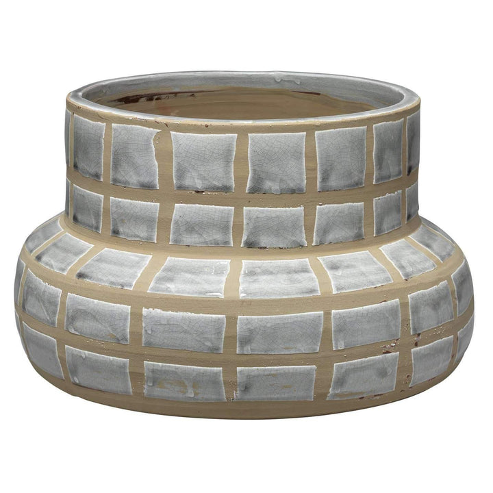 Grid Ceramic Vase in Grey Ceramic-Jamie Young-JAMIEYO-7GRID-VAGR-Decor-1-France and Son