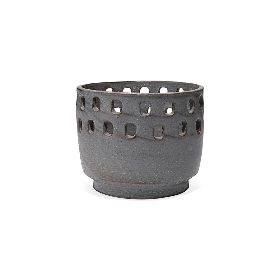 Large Perforated Pot Grey-Jamie Young-JAMIEYO-7PERF-LGGR-Planters-1-France and Son