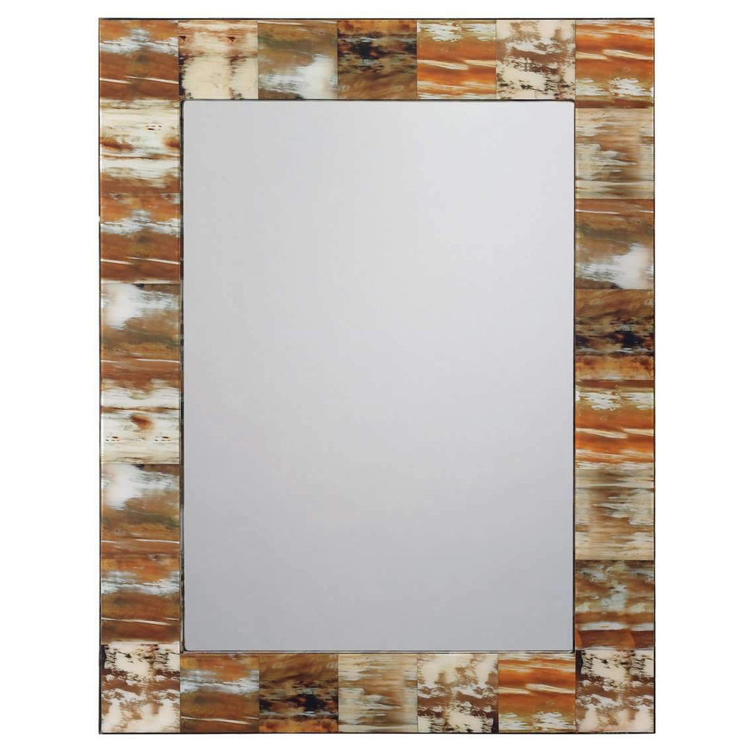 Medium Rectangle Mirror in Natural Faux Horn-Jamie Young-JAMIEYO-7RECT-MDFHO-Mirrors-1-France and Son