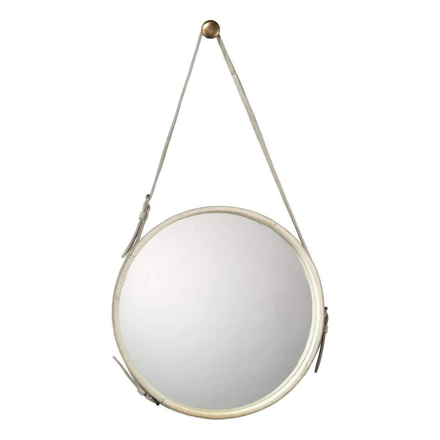 Large Round Mirror in White Hide-Jamie Young-JAMIEYO-7ROUN-LGWH-Mirrors-1-France and Son