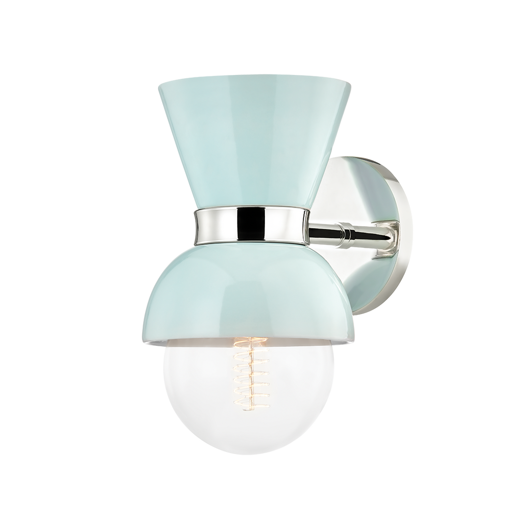 Gillian 1 Light Wall Sconce-Mitzi-HVL-H469101-PN/CRB-Outdoor Wall SconcesPolished Nickel / Ceramic Gloss Robins Egg Blue-2-France and Son