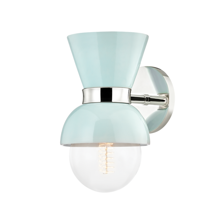 Gillian 1 Light Wall Sconce-Mitzi-HVL-H469101-PN/CRB-Outdoor Wall SconcesPolished Nickel / Ceramic Gloss Robins Egg Blue-2-France and Son