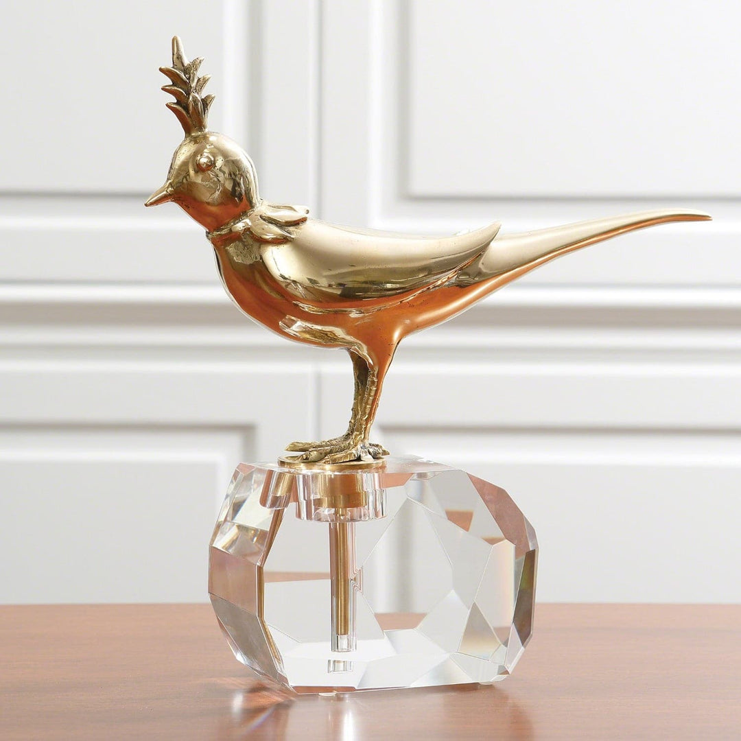 Bird on Crystal Rock-Global Views-GVSA-8.82522-Decorative ObjectsNickel-3-France and Son