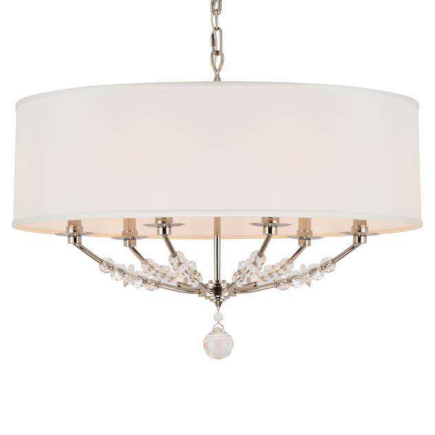 Mirage 6 Light Nickel Drum Shade Chandelier-Crystorama Lighting Company-CRYSTO-8006-PN-Chandeliers-1-France and Son
