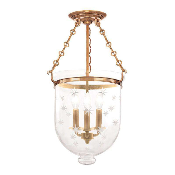 Hampton 3 Light Semi Flush-Hudson Valley-HVL-253-AGB-C3-Flush MountsAged Brass-1-France and Son