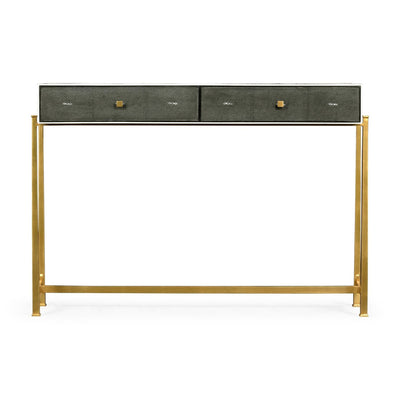 Anthracite Faux Shagreen Console-Jonathan Charles-JCHARLES-494325-G-SGA-Console TablesGilded-2-France and Son