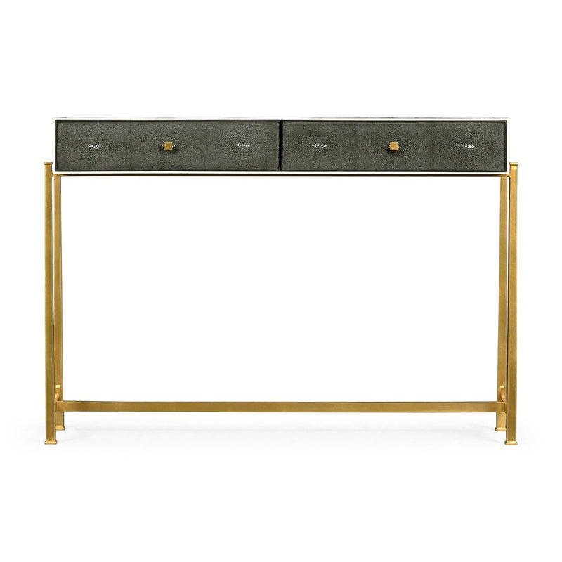 Anthracite Faux Shagreen Console-Jonathan Charles-JCHARLES-494325-G-SGA-Console TablesGilded-2-France and Son